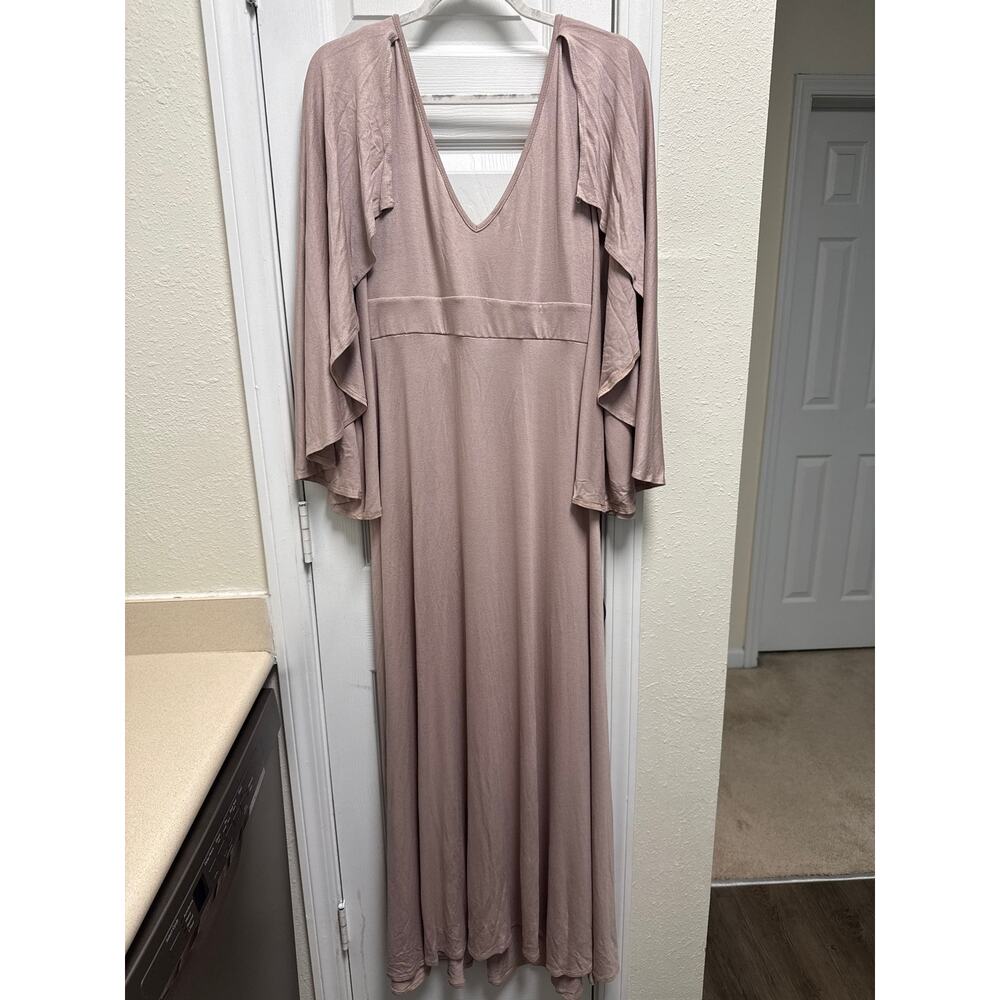 Free People Beach Mega Babe V Neck Flutter Sleeves Maxi Dress Size Large - Picture 2 of 6